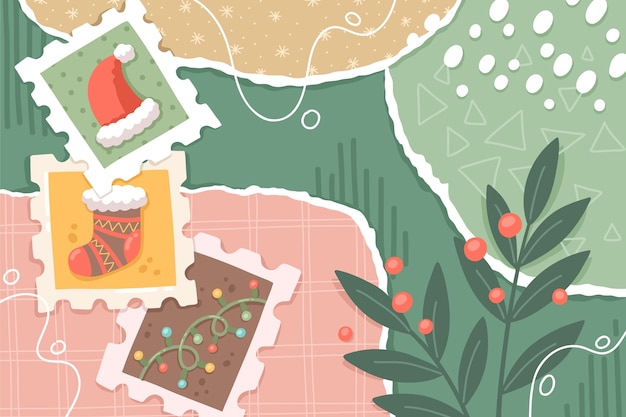 Free vector flat christmas collage template