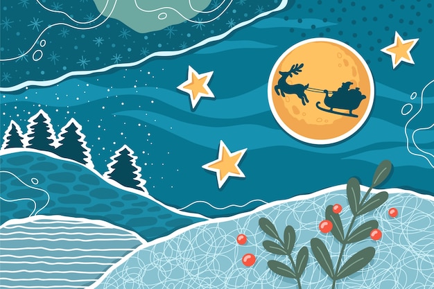 Бесплатное векторное изображение Шаблон плоского рождественского коллажа