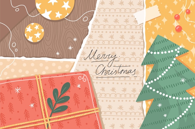 Flat christmas collage template