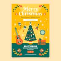 Free vector flat christmas concert poster template