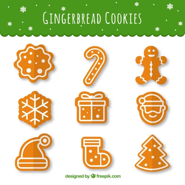Free vector flat christmas cookies collection