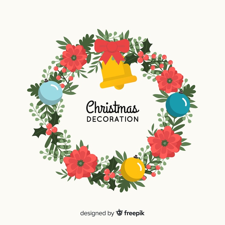 無料Vector フラットクリスマスの装飾の概念