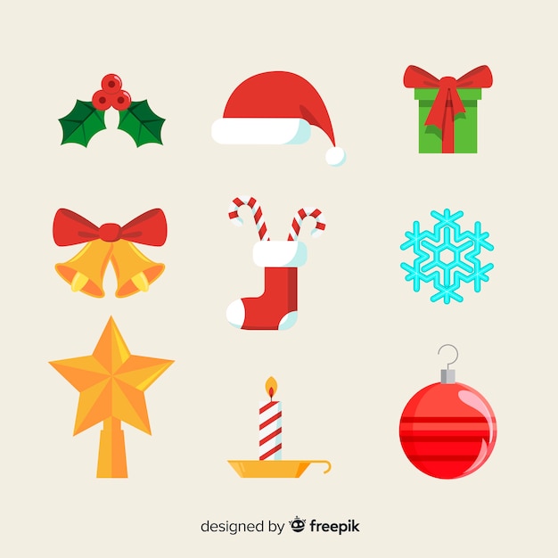 Free vector flat christmas decoration concept