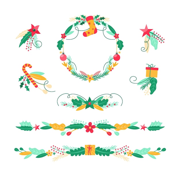 Free vector flat christmas decoration