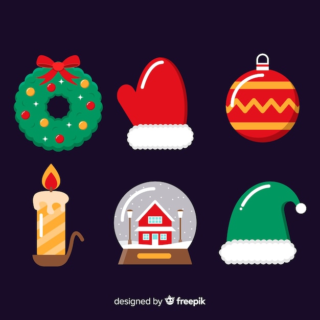 Free vector flat christmas element collection