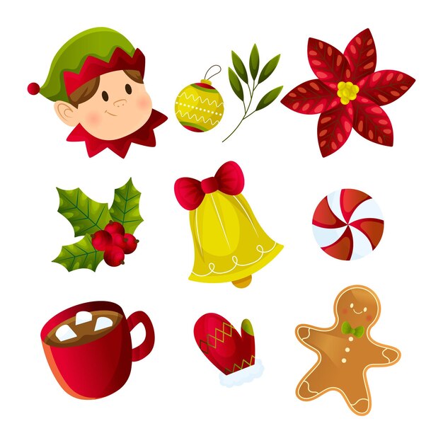 Flat christmas element collection