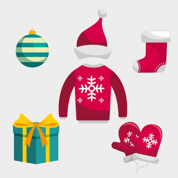 Flat christmas element pack