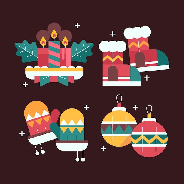 Flat christmas elements collection