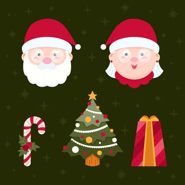 フラットクリスマスの要素のコレクション