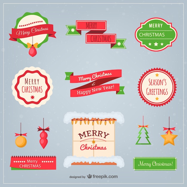 Flat christmas elements pack