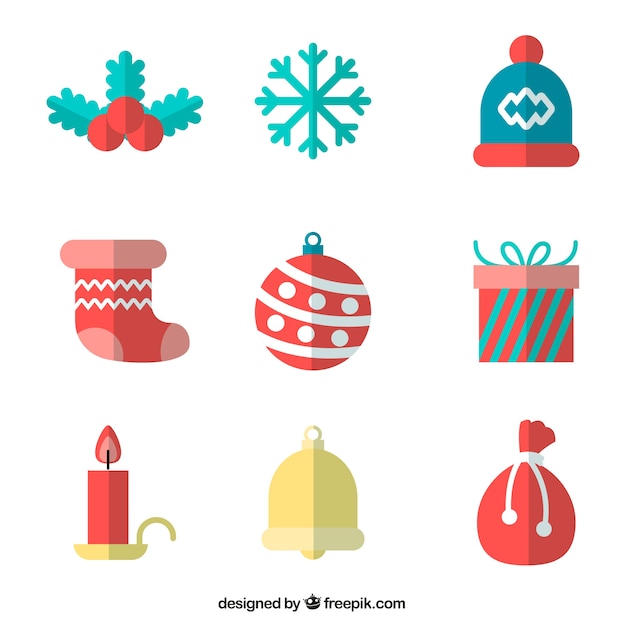 Flat christmas elements with original style