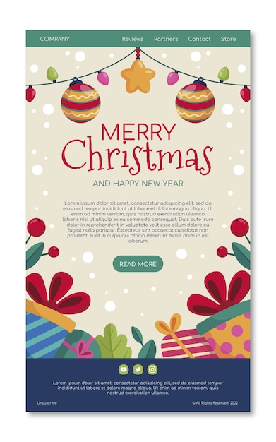 Бесплатное векторное изображение Плоский рождественский шаблон электронной почты