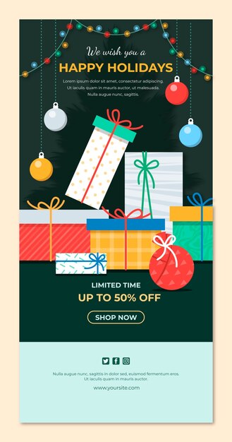 Flat christmas email template