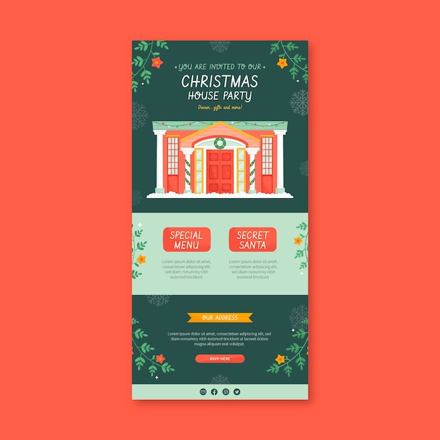 Flat christmas email template