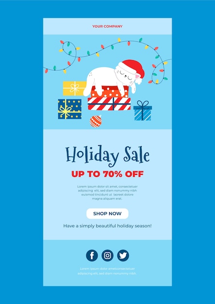 Flat christmas email template