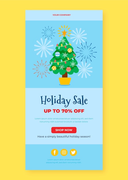 Free vector flat christmas email template
