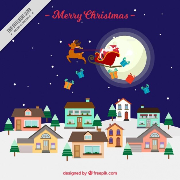 Free vector flat christmas eve background with cityscape