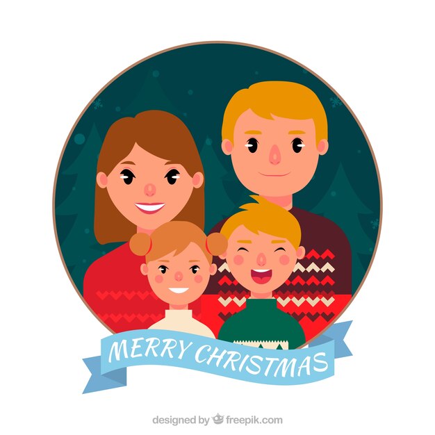 フラットクリスマス家族の肖像