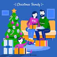 Free vector flat christmas family scene