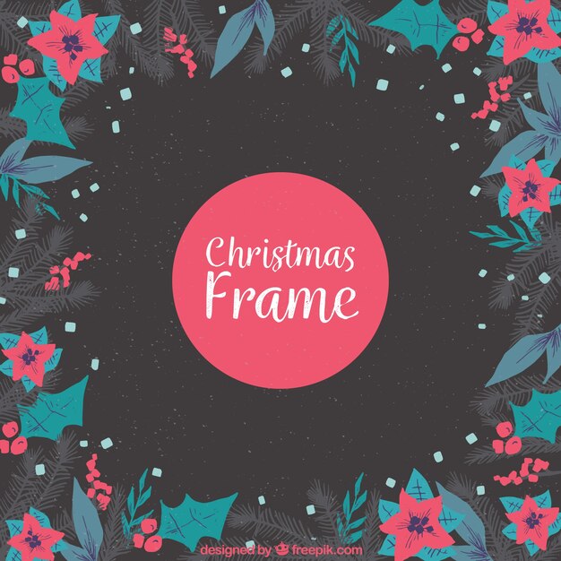 Flat christmas frame background