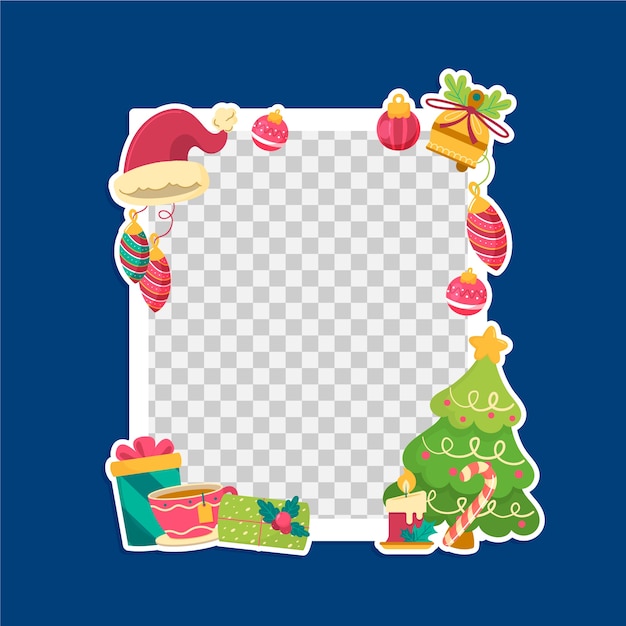Бесплатное векторное изображение Плоский шаблон рождественской рамки