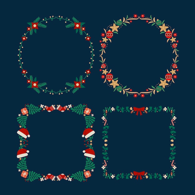 Free vector flat christmas frame template