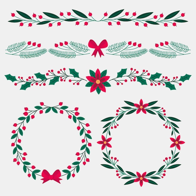 Free vector flat christmas frames and borders collection