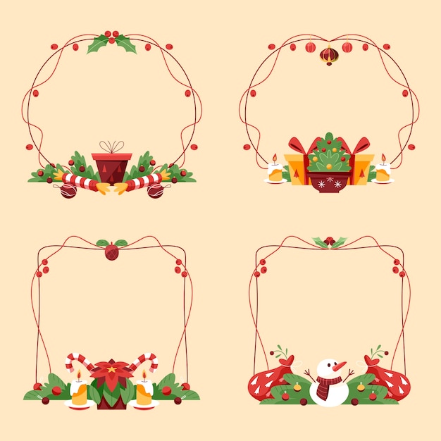 Flat christmas frames collection