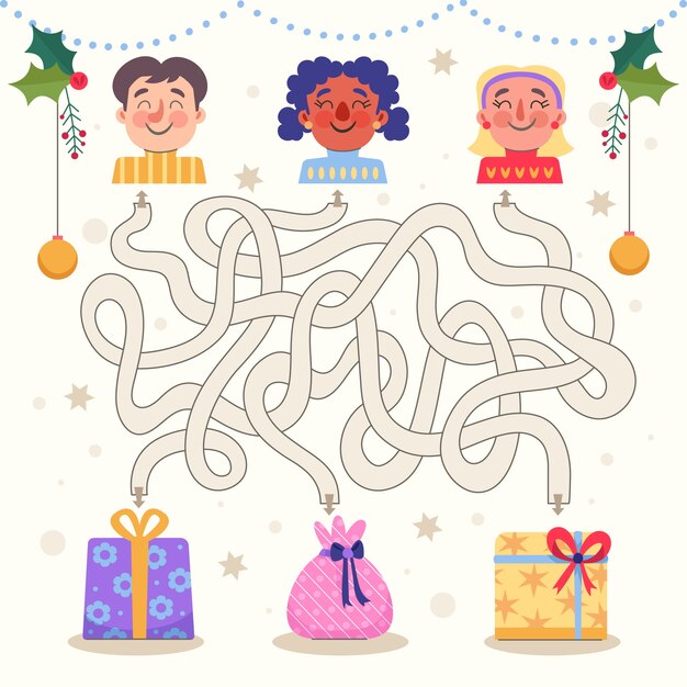 Flat christmas game illustration