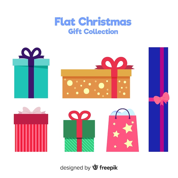 Free vector flat christmas gift collection