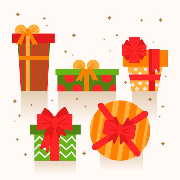 Free vector flat christmas gift collection