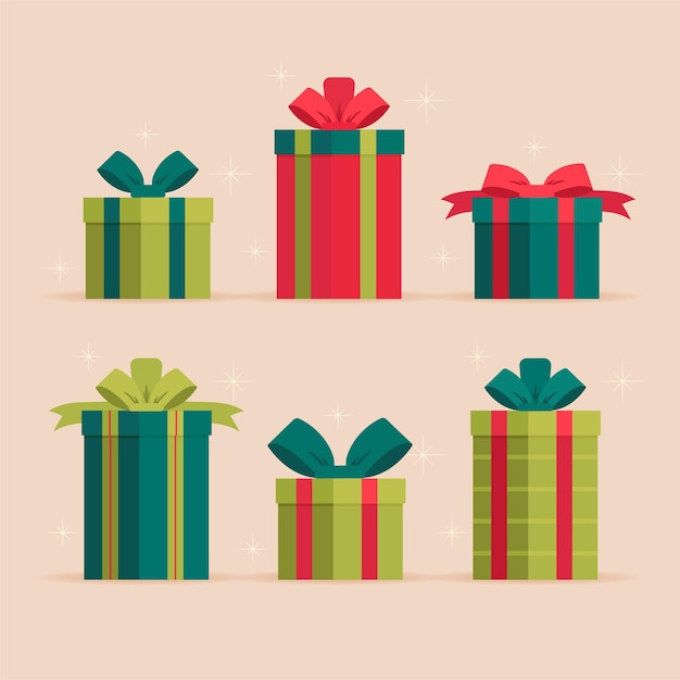 Free vector flat christmas gift collection