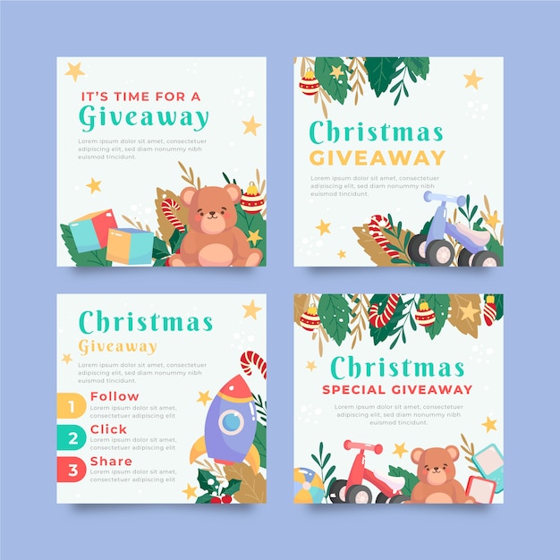 Flat christmas giveaway instagram posts collection