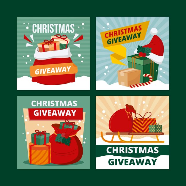 Flat christmas giveaway instagram posts collection