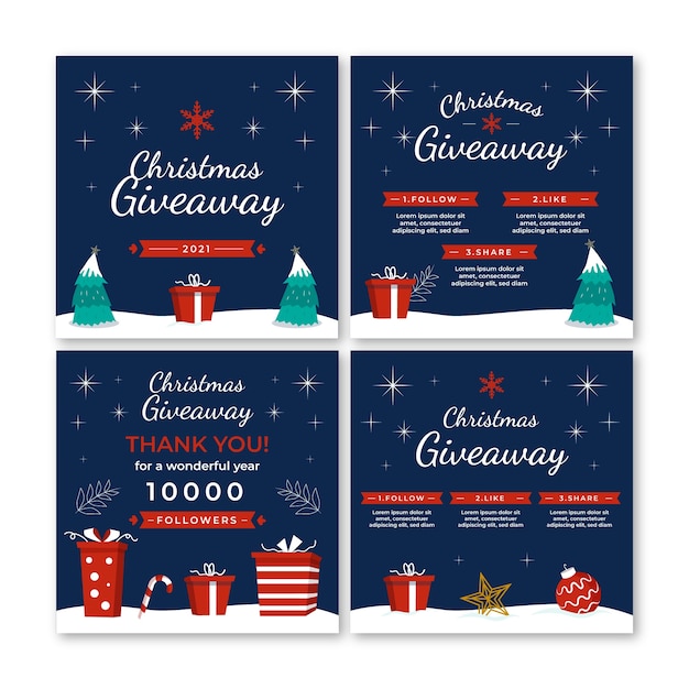 Flat christmas giveaway instagram posts collection