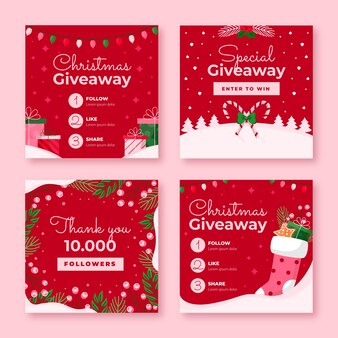 Flat christmas giveaway instagram posts collection