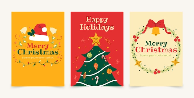 Free vector flat christmas greeting cards collection