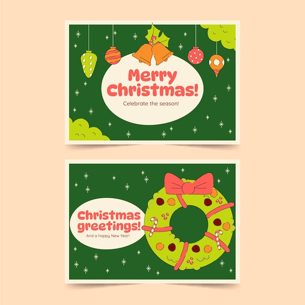 Free vector flat christmas greeting cards set