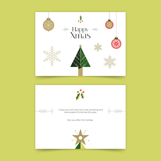 Free vector flat christmas greeting cards set