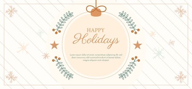 Free vector flat christmas happy holidays horizontal banner