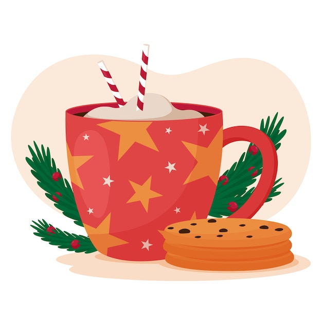 Free vector flat christmas hot chocolate illustration