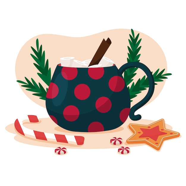 Free vector flat christmas hot chocolate illustration