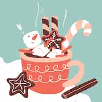 Free vector flat christmas hot chocolate illustration