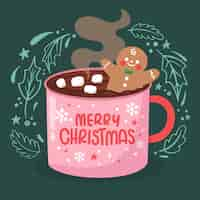 Free vector flat christmas hot chocolate illustration