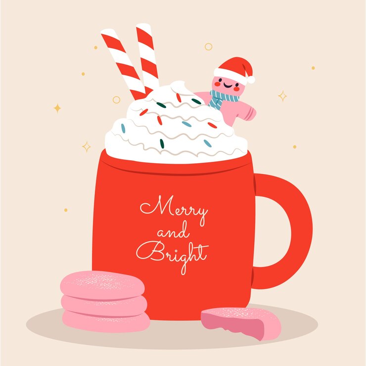 Free Vector flat christmas hot chocolate illustration