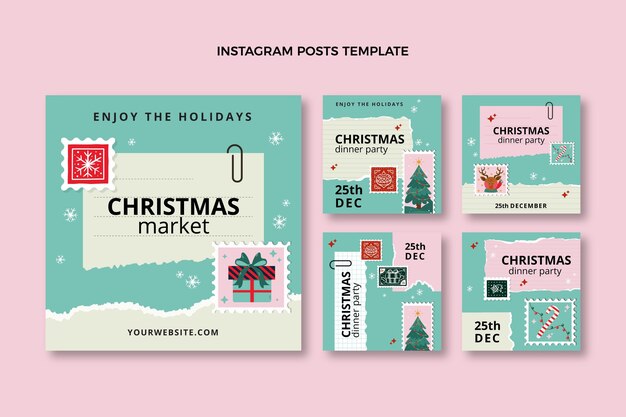 flat christmas instagram posts collection