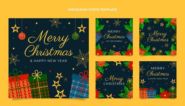 Flat christmas instagram posts collection