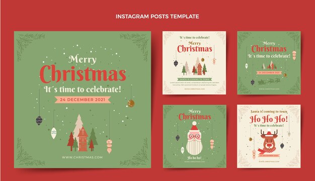 Flat christmas instagram posts collection