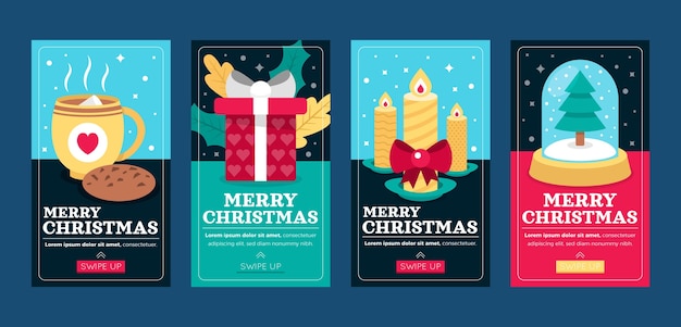 Flat christmas instagram stories collection