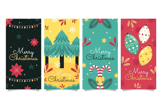 Free vector flat christmas instagram stories collection